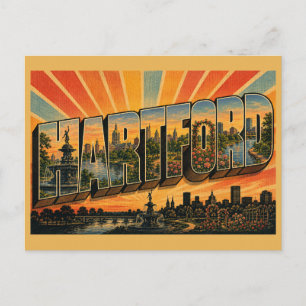 Carte Postale Art vintage de voyage à Hartford Connecticut