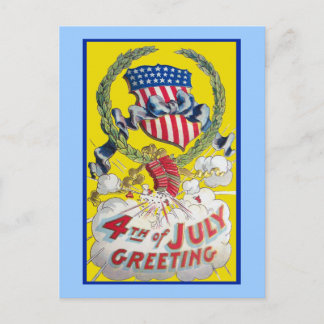 Carte Postale Art vintage - Salutation 4 juillet