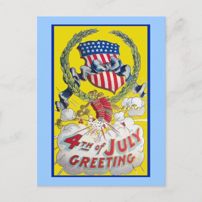 Carte Postale Art vintage - Salutation 4 juillet (Devant)