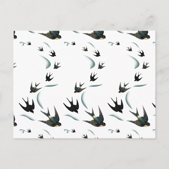 Carte Postale Art vintage Swallow Birds (Devant)