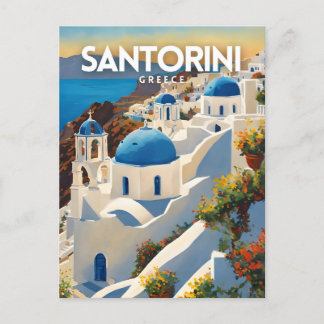 Carte Postale Art Vintage voyage nostalgique de Santorin