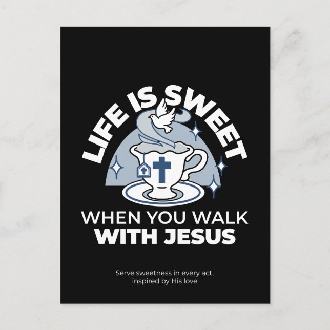 Carte Postale Art Vivant Fidèle - Teacup avec Croix et Dove (Devant)