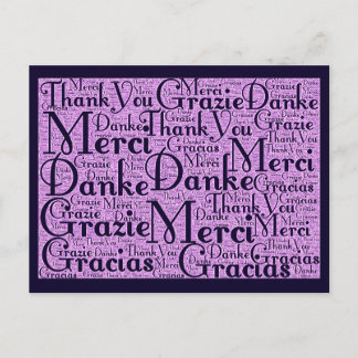 Carte Postale Art Word : Merci en plusieurs langues - Marine ros