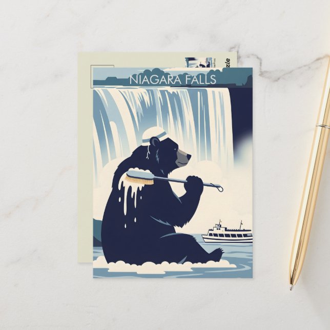 Carte Postale Art WPA des chutes du Niagara (Devant/Arrière en situation)