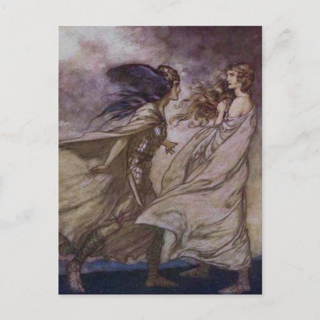 Carte Postale Arthur Rackham - Brünnhilde et Waltraute (Devant)