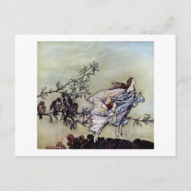 Carte Postale Arthur Rackham livre art Peter Pan Fairies (Devant)