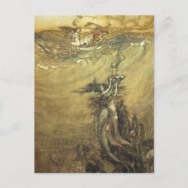 Carte Postale Arthur Rackham Mermaids Jewels from Deep (Devant)