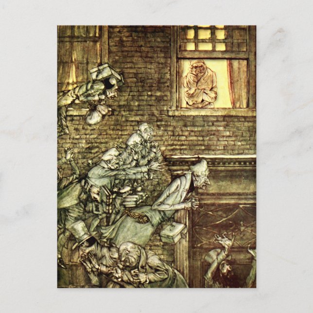 Carte Postale Arthur Rackham - Un chant de Noël - Fantômes (Devant)