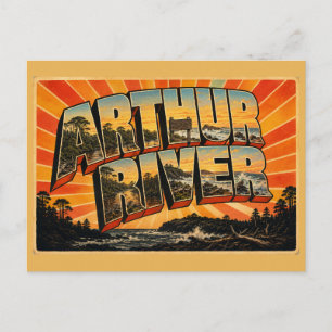 Carte Postale Arthur River TAS Art de voyage vintage