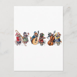 Carte Postale Arthur Thiele - Orchestre de chats dans la neige