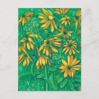 Carte Postale Artichauts de Jérusalem Fleur d'été peinture flora