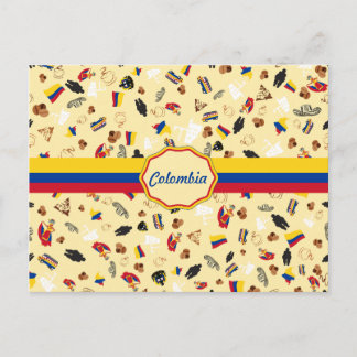 Carte Postale Articles célèbres de la Colombie avec le drapeau