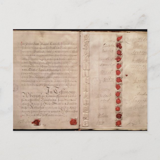 Carte Postale Articles de l'Union entre l'Angleterre et l'Écosse (Devant)