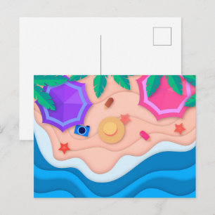 Carte Postale Articulation en papier été à la plage 