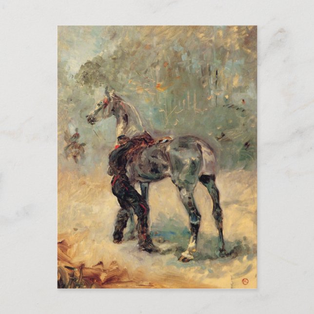 Carte Postale Artilleryman et son cheval par Toulouse-Lautrec (Devant)