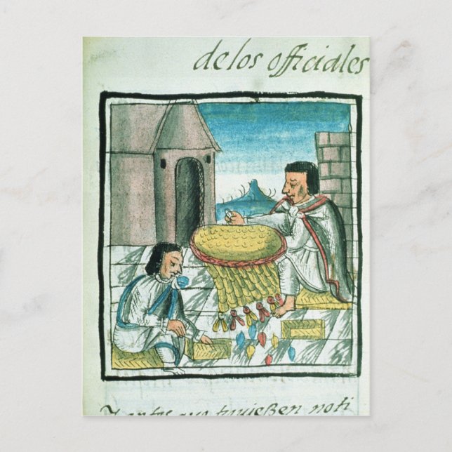 Carte Postale Artisans de plumes aztèques au travail (Devant)