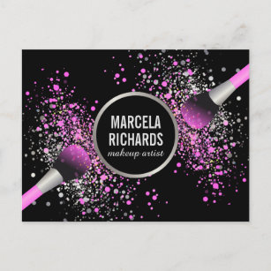 Carte Postale Artiste de maquillage de Confetti rose et argenté
