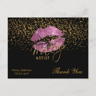 Carte Postale Artiste de maquillage so rose lèvres sur noir