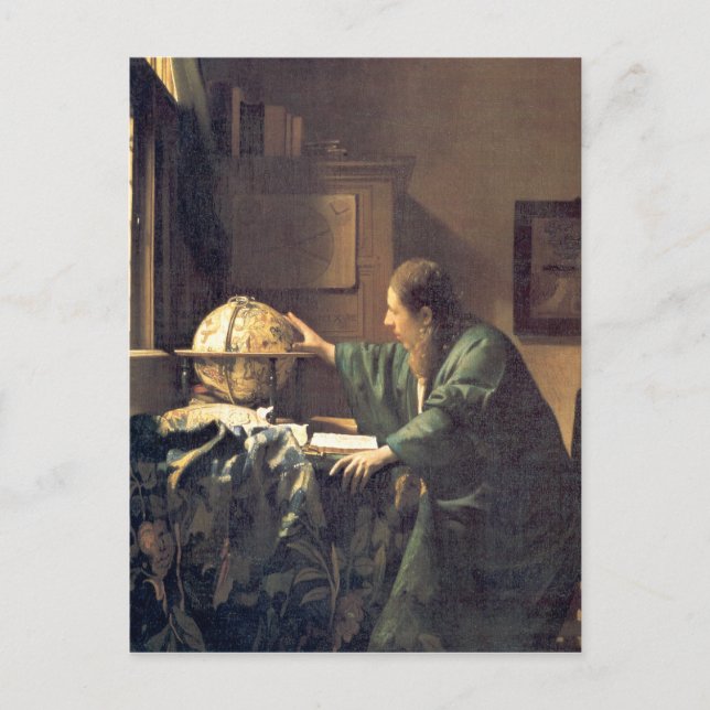 Carte Postale Artiste néerlandais Vermeer Peinture de l'astronom (Devant)