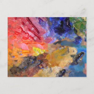 Carte Postale Artiste Palette de peintre Couleur vive Peinture