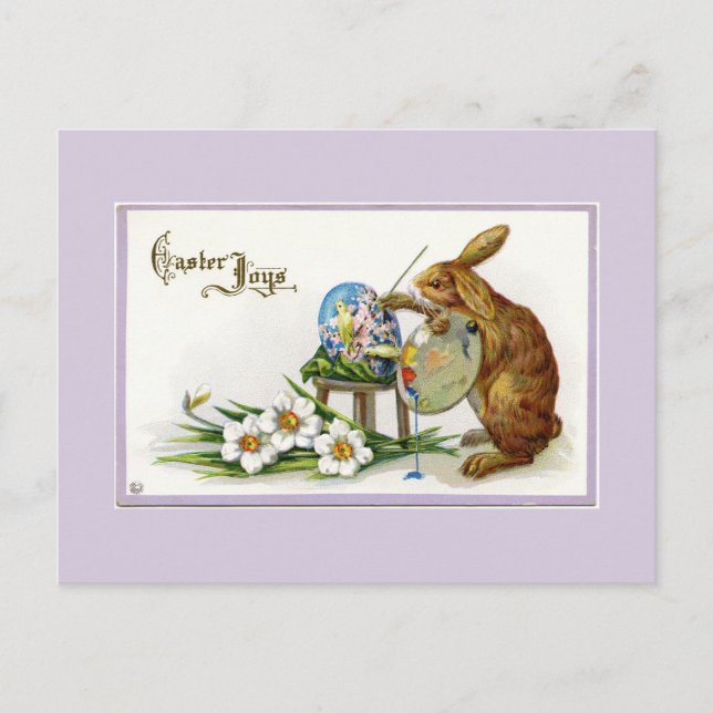 Carte postale Artiste Pâques Bunny Lavender (Devant)
