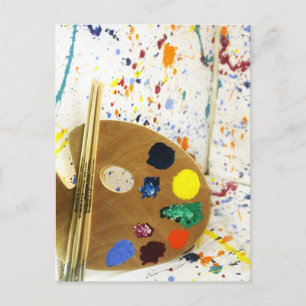 Carte Postale Artistes Peinture Splatter et Palette de Peinture