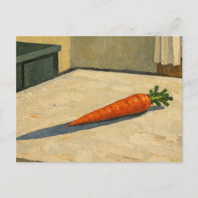 Carte postale artistique de carotte sur une table (Devant)