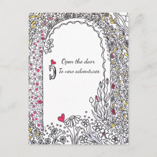 Carte postale artistique de porte florale fantaisi