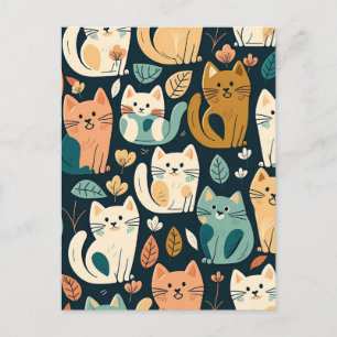 Carte Postale Artsy Chat Motif mignonne