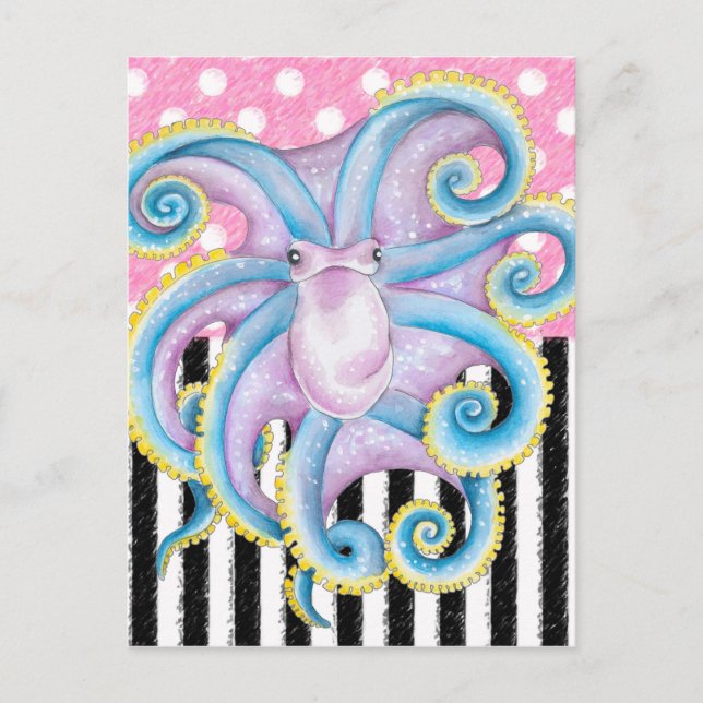 Carte Postale Artsy Octopus rose (Devant)