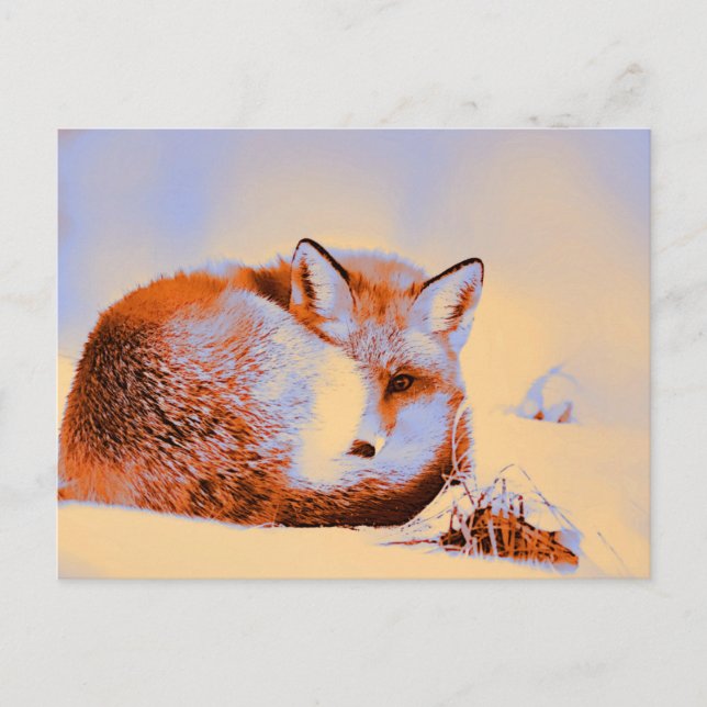 Carte Postale *~* Artsy Red Fox Ap18 Peinture artistique Faune (Devant)