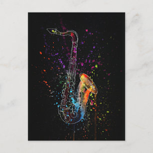 Carte Postale Artsy Saxophone Splatz et Splash