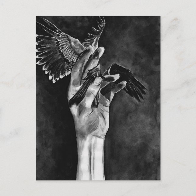 Carte Postale Artwork de doigts ailés - "Rejeté" (Devant)