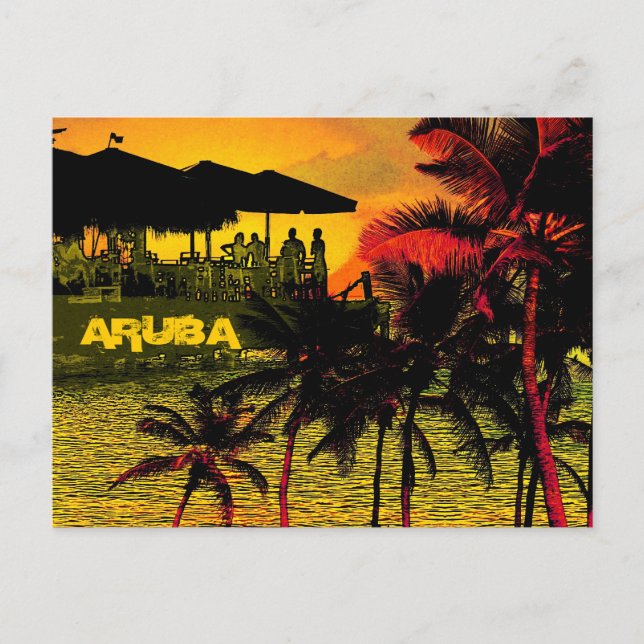 Carte Postale Aruba - plams, soleil et océan (Devant)