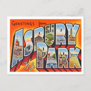 Carte Postale Asbury Park, New Jersey Vintage Grandes Lettres