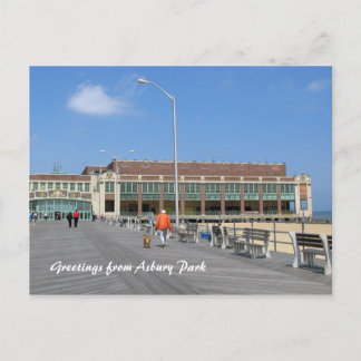Carte Postale Asbury Park NJ Boardwalk - Homme chien de promenad