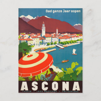 Carte Postale Ascona Suisse - Poster de voyage Suisse Vintage