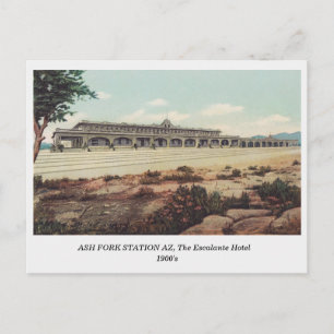 Carte Postale Ash Fork Railway Station AZ, Escalante Hotel 1900