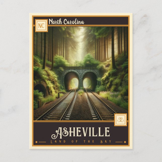Carte Postale Asheville, Caroline du Nord | VINTAGE (Devant)