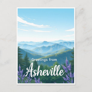 Carte Postale Asheville, NC – Montagnes Blue Ridge Vintage