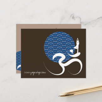 Carte Postale Asiatique Bleu Yoga Moderne Zen Calligraphie Om Au