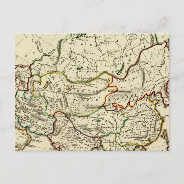 Carte Postale Asie avec frontières (Devant)