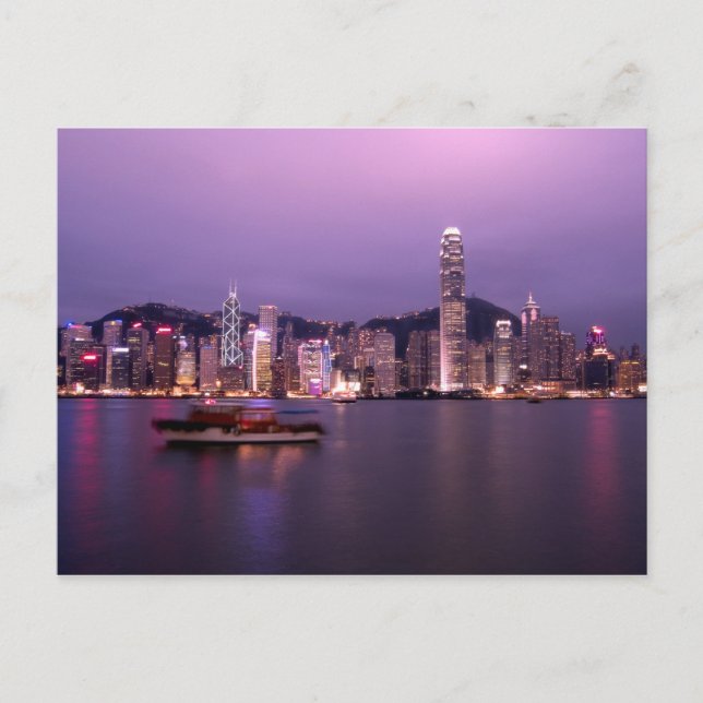 Carte Postale Asie, Chine, Hong Kong, ville skyline et (Devant)