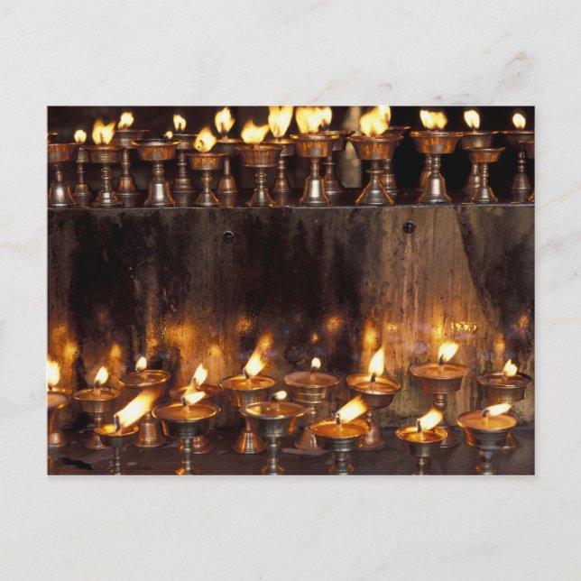 Carte Postale Asie, Chine, Tibet, Lhassa. flammes de prière, (Devant)