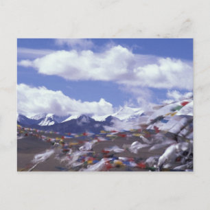 Carte Postale Asie, Chine, Tibet, passe Tangla. Drapeaux de priè