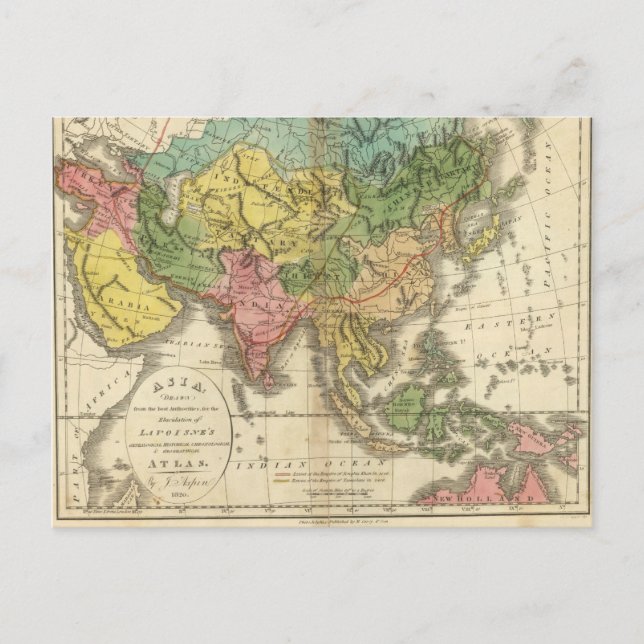 Carte Postale Asie et Empire de Genghis Kahn (Devant)