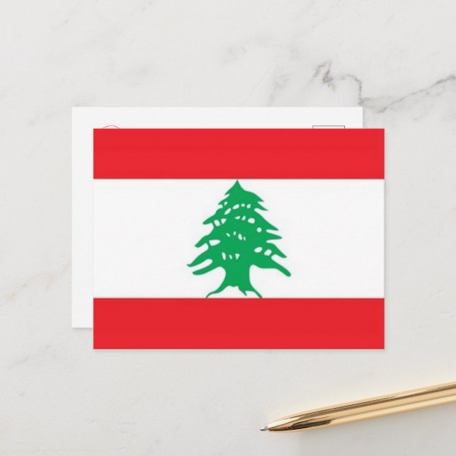 Carte Postale Asie - Liban - Drapeau - (Devant/Arrière en situation)