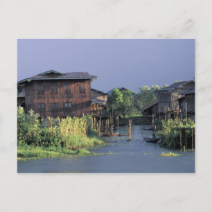 Carte Postale Asie, Myanmar, Inle Lake. Village flottant sur