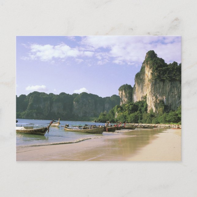 Carte Postale Asie, Thaïlande, Krabi. Plage de West Railay, long (Devant)