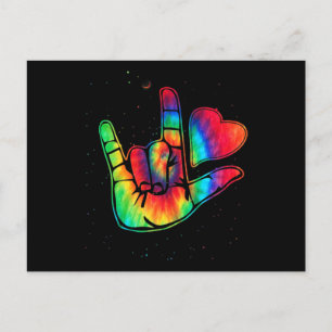 Carte Postale ASL Love Sign Language Hand Autism Awareness Suppo